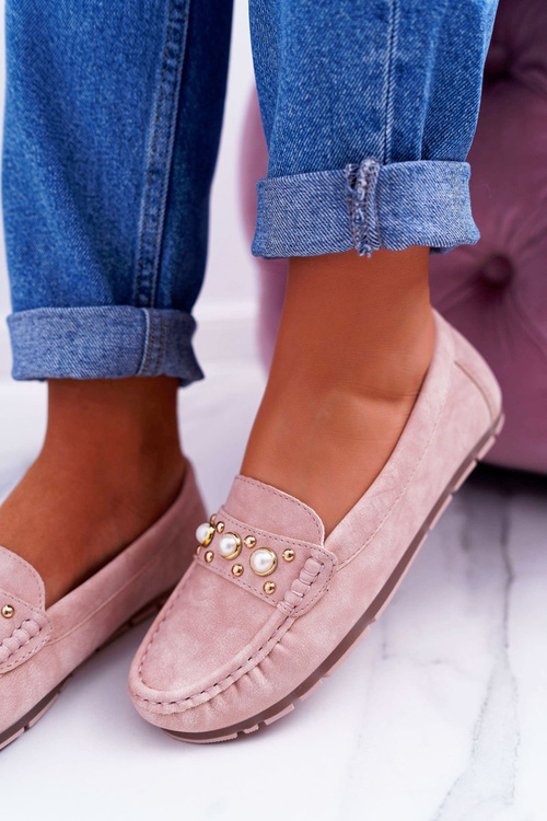 Жіночі вовняні рожеві босоніжки Noell з перлами