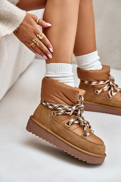 Жіночі замшеві зимові черевики з товстою шнурівкою D.Franklin DFSH375003 Коричневий