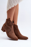 Жіночі ажурні ботильйони коричневого кольору Madalina