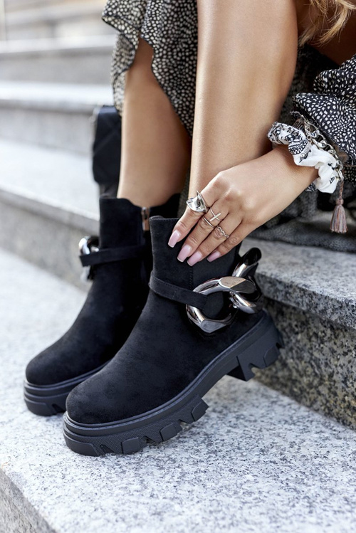 Жіночі утеплені черевики челсі чорні Visione