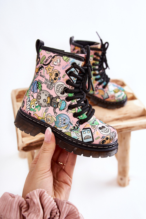 Дитячі теплі чоботи з принтом Рожевий Dexi