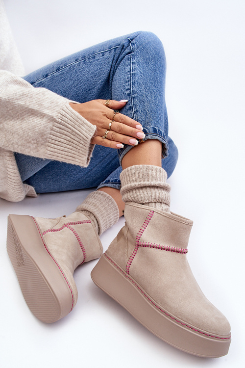 Жіночі замшеві зимові черевики Maciejka 06257-22 світло-бежевий