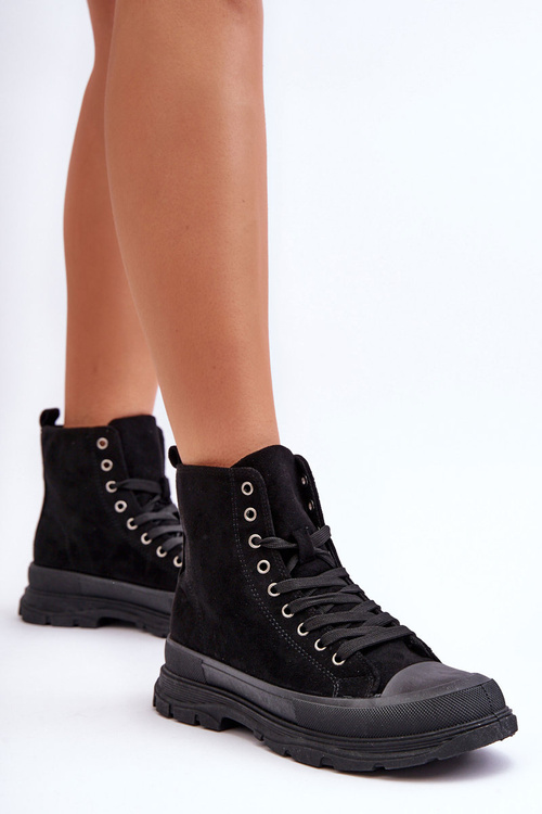 Жіночі високі замшеві кросівки Eleamia чорного кольору