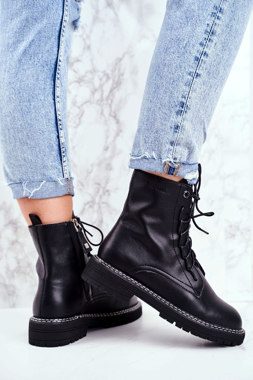 Жіночі туристичні черевики на плоскій підошві Big Star Black GG274596