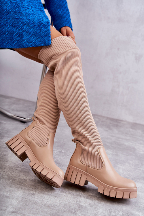 Жіночі високі чоботи Workers Beige Austin