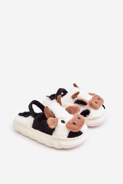 Дитячі хутряні тапочки з мотивом корови Білий Таморрін