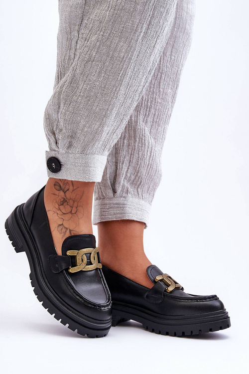 Жіночі мокасини на платформі з чорним орнаментом Ameg