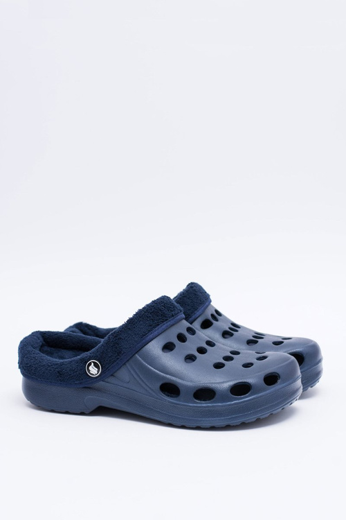 Жіночі шльопанці утеплені темно-сині Kroks EVA