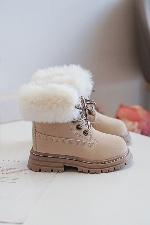 Дитячі черевики Trapper на блискавці та штучному хутрі бежеві Gerande