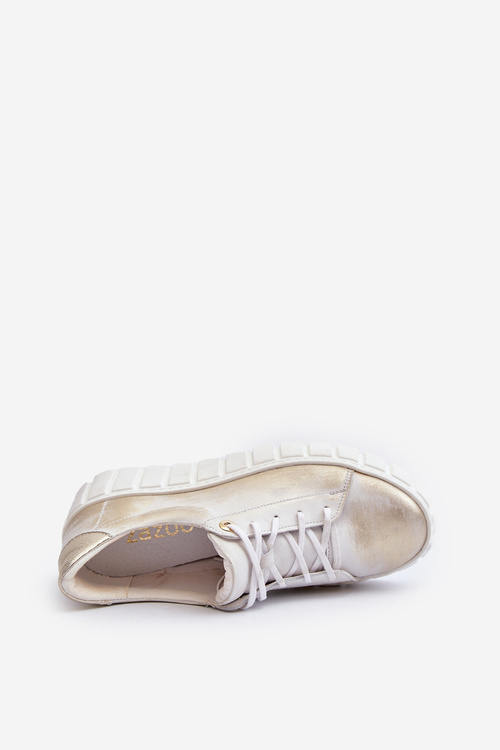 Жіночі шкіряні лофери на товстій підошві Zazoo 2919 золоті