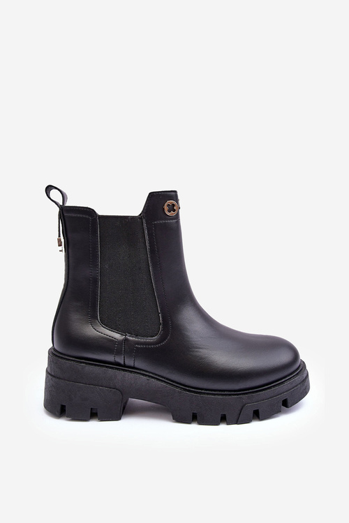 Жіночі шкіряні ботильйони з декоративним чорним лоббом