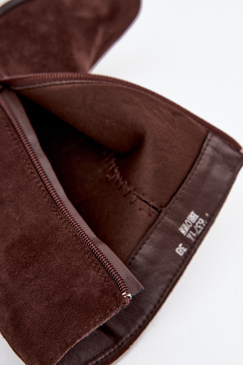 Жіночі чоботи на підборах з еко замші шоколадові Inessa