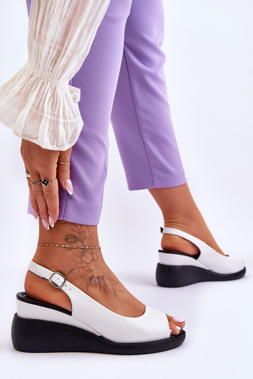 Жіночі босоніжки на танкетці Sergio Leone SK853 білі