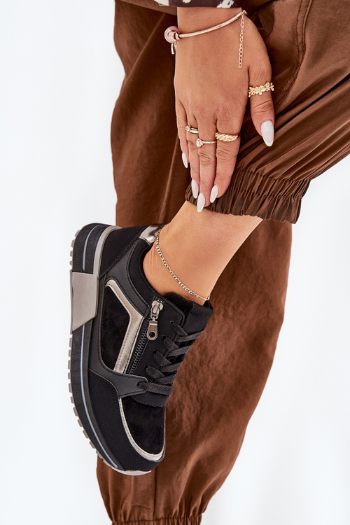 Жіноче Спортивне Взуття З Блискавкою На Платформі Чорне Larys