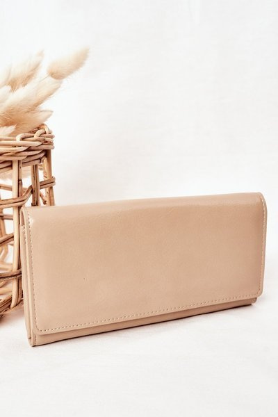 Великий жіночий гаманець з магнітом бежевий