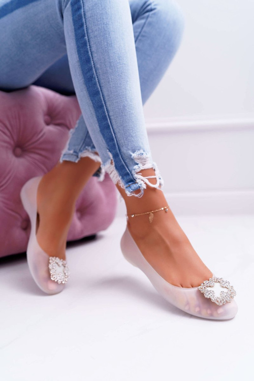 Лу Бу | Біла гумова балерина Meliski Балерини Zircons Palita