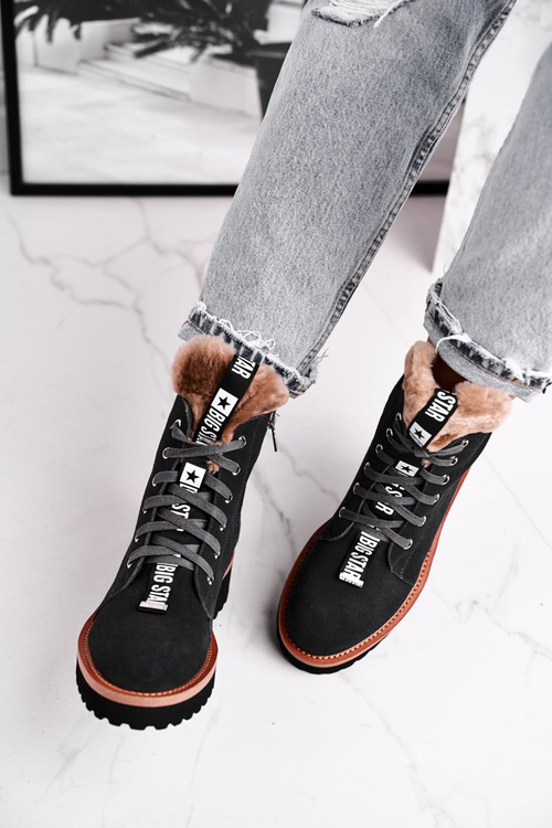 Жіночі туристичні черевики на плоскій підошві Suede Big Star Grey GG274903