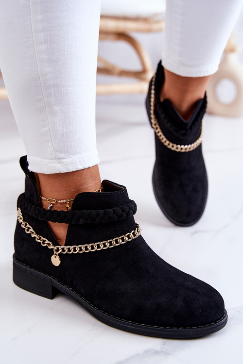 Чорні замшеві черевики з ланцюжком Talitha