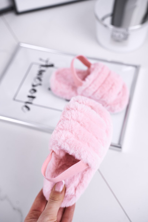 Дитячі гірки з бантом і хутром рожеві Fluffy