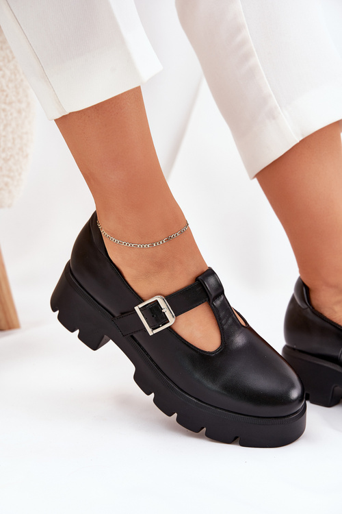 Жіночі Черевики З Пряжкою На Платформі І Плоским Каблуком Чорні Venda