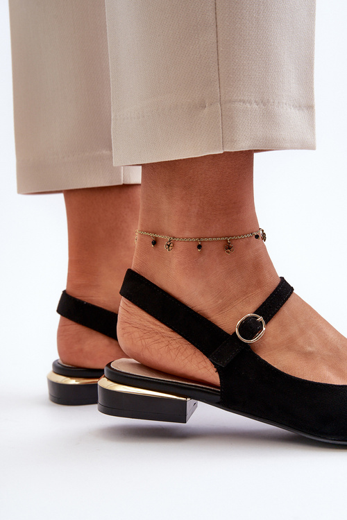 Жіночі балетки на низькому каблуці з відкритою спиною Sergio Leone SK831 Black