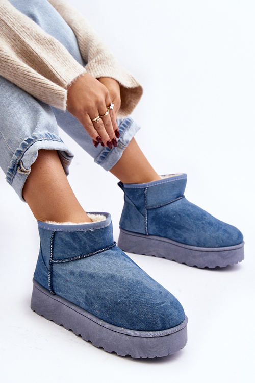 Жіночі зимові черевики з блискітками на платформі Blue Margella