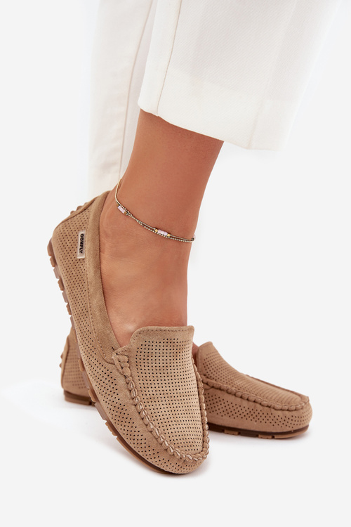 Жіночі Ажурні Мокасини З Еко Замшу Коричневі Amrutia