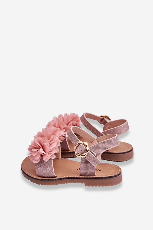 Модні дитячі босоніжки з квіточками рожевого кольору