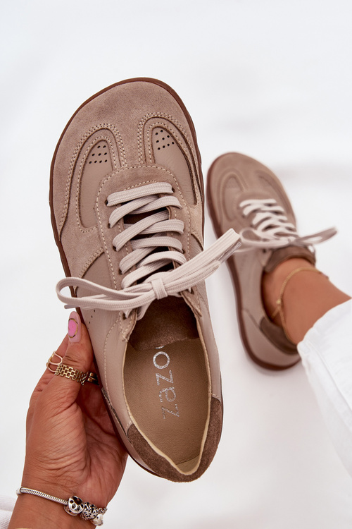 Жіноче Шкіряне Кросівки Barefoot Zazoo N1277S2 Бежеві