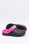 Жіночі шльопанці утеплені чорно-рожеві Kroks EVA