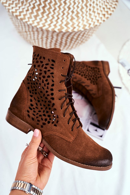 Жіночі черевики на плоскому каблуці шкіряний Camel Meridan