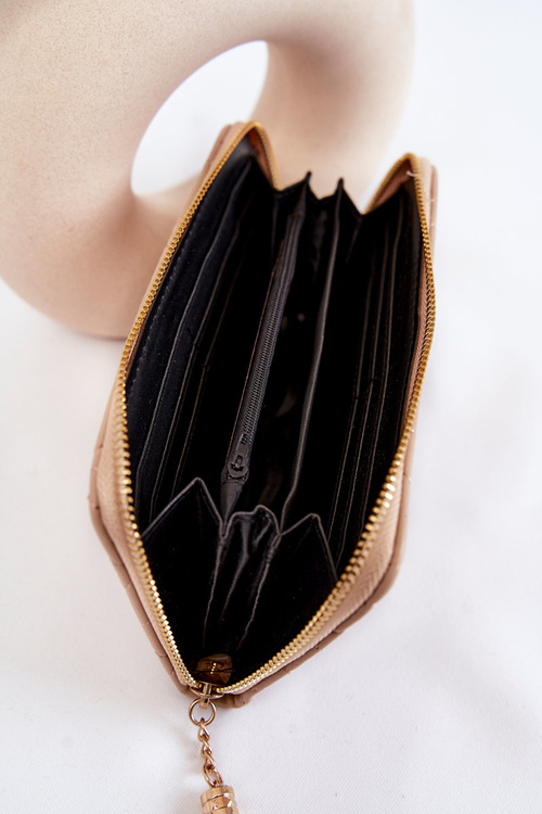 Великий стьобаний гаманець зі смужкою, бежевий Jeffrey