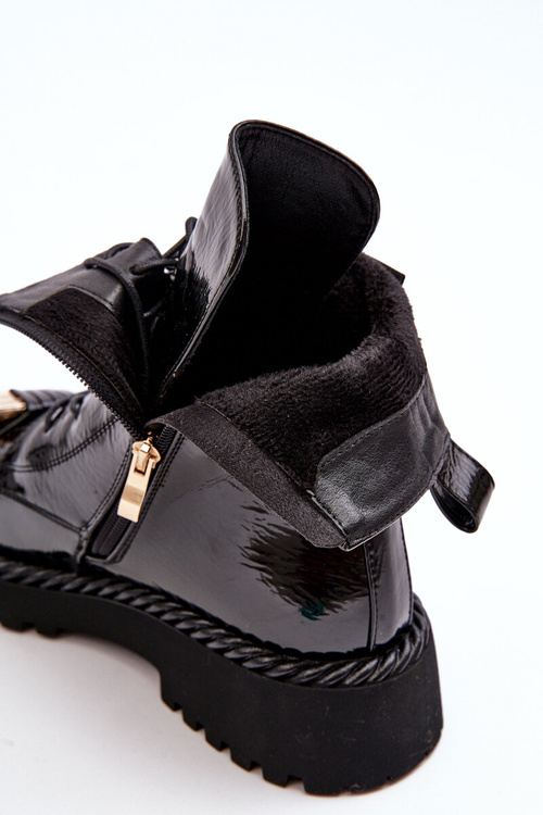 Чоботи жіночі лаковані робочі з декором чорні SBarski MR870-67