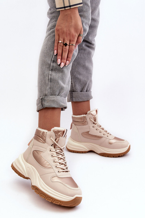 Жіноче спортивне взуття на підкладці на шнурівці бежеві Dejana