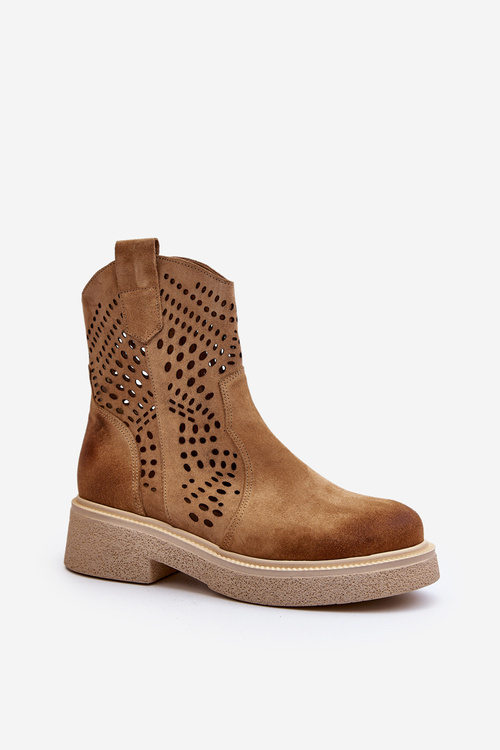 Бежеві жіночі замшеві ботильйони Zazoo 3470 на плоскій підошві