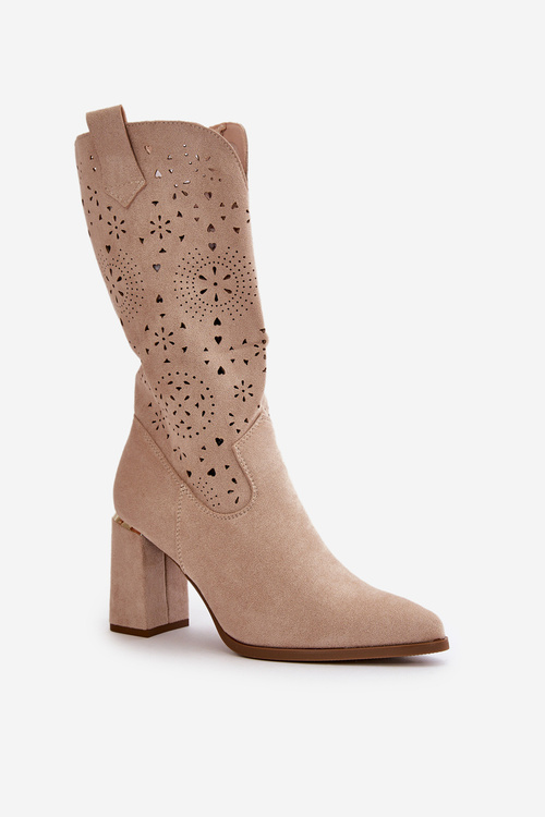 Жіночі вирізані ботильйони з гострими носами з бежевої штучної замші Nevithra