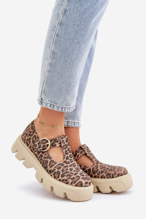 Замшеві Напівчеревики З Пряжкою У Леопардовому Принті Zazoo 20183 Коричневі