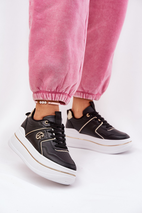 Жіночі Спортивні Черевики На Платформі Чорні Caldeno