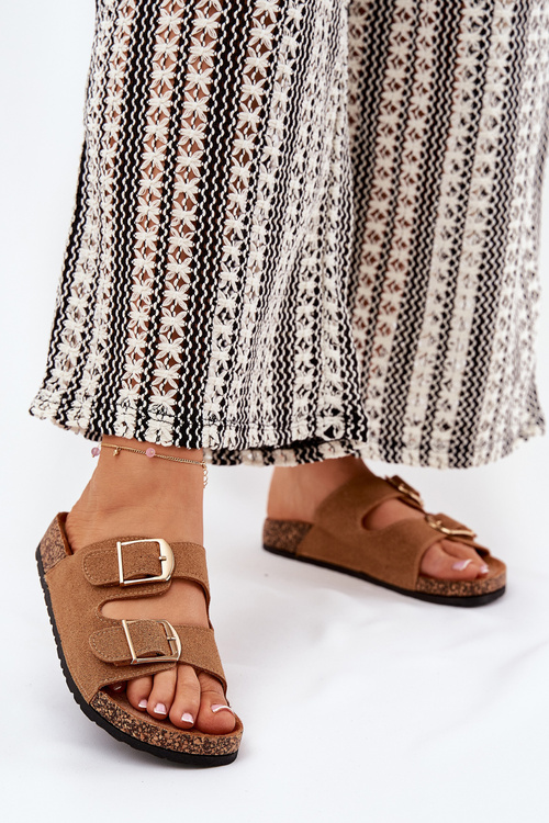 Жіночі Крокси На Пробковій Платформі З Золотими Пряжками Camel Lisavionea