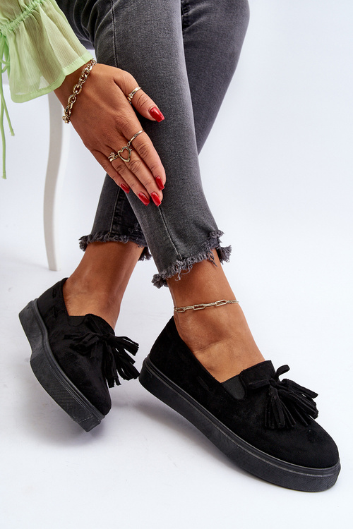 Жіночі чорні еспадрільї з бахромою Elorvia