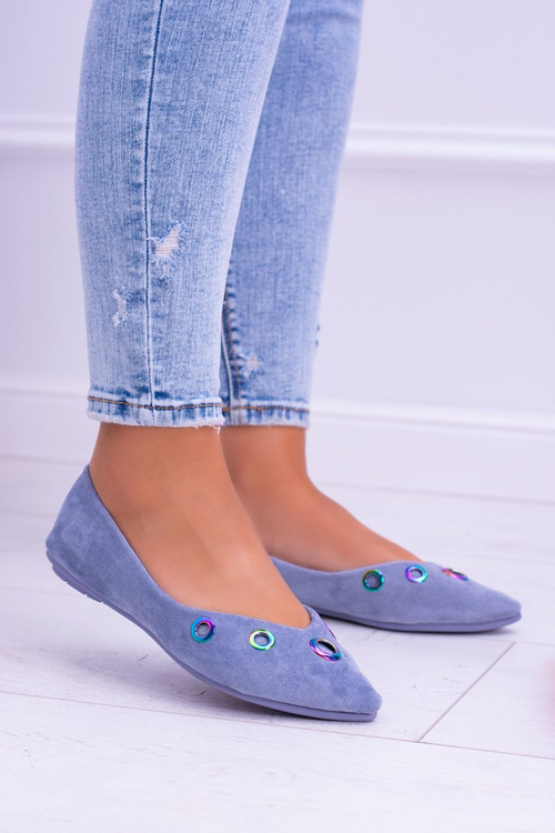 Lu Boo Blue Pointed Ballerinas Petrol Eyeliner Octavia