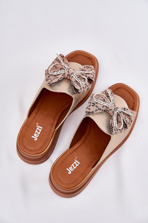 Жіночі Сандалі На Котурні З Бантом Золоті Moonzella