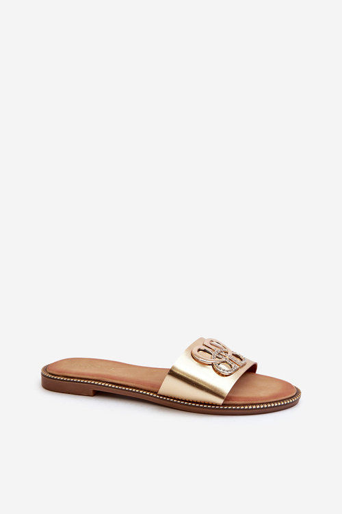 Жіночі босоніжки з декором з екошкіри на плоскому каблуці Golden Sadria