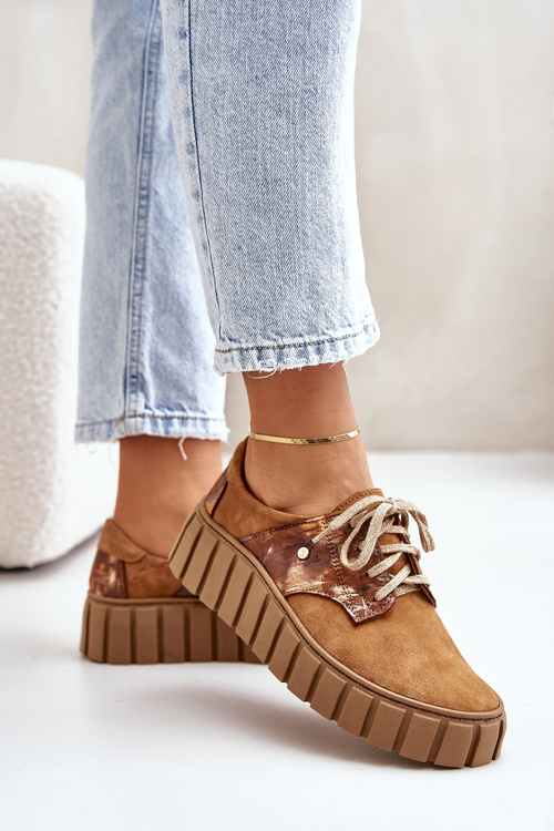 Коричневі замшеві туфлі на платформі Zazoo 10128