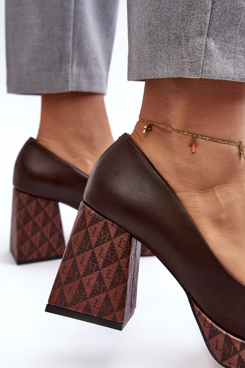 Шкіряні туфлі на шпильці Laura Messi 259/236-820 Коричневий