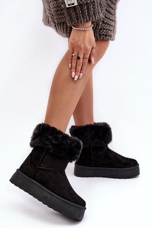 Жіночі зимові черевики з хутряною обробкою Чорні Rainsa