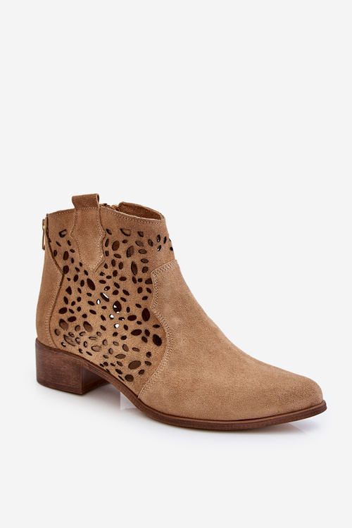 Чоботи жіночі ажурні Lewski Shoes 2909 Темно-бежеві