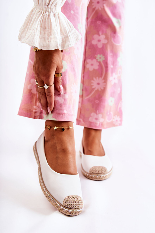 Класичні жіночі шкіряні еспадрільї Білі Калабрія