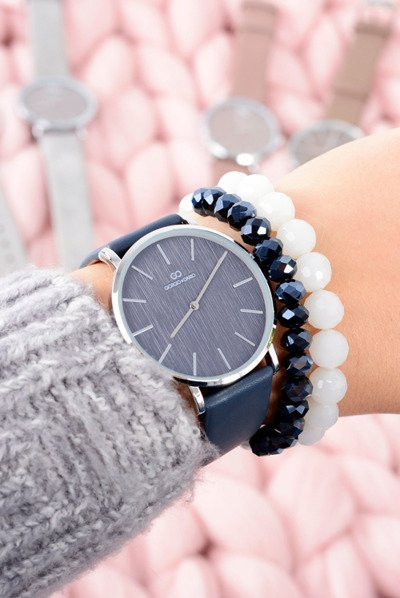 Темно-синій стильний шкіряний жіночий годинник Giorgio&Dario