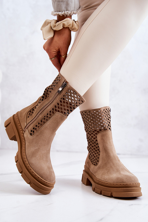 Чоботи шкіряні робочі Nicole Light brown 2711